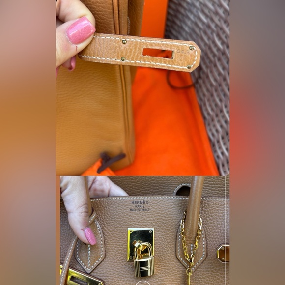 Authentic HERMES BIRKIN 35 natural brown Togo leather gold hardware with charm - Picture 13 of 16